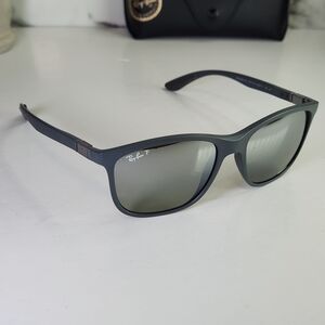 Ray-Ban CHROMANCE Polarized Matte Grey And Silver Lenses Sunglasses